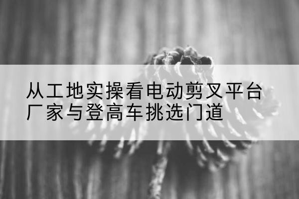 稻城电动剪叉升降平台厂家-从工地实操看电动剪叉平台厂家与登高车挑选门道
